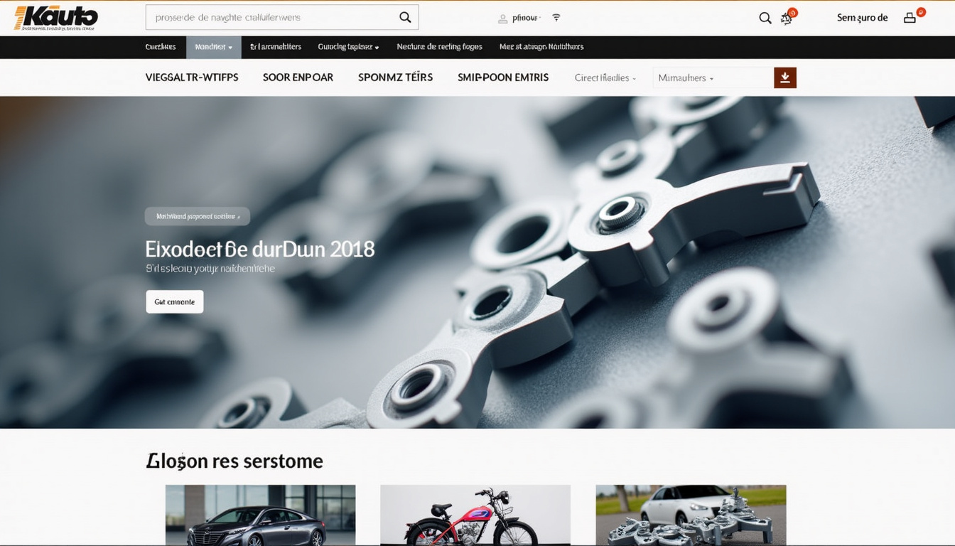 Aperçu du catalogue de pièces automobiles sur le site Kiauto, montrant des photographies de différents composants