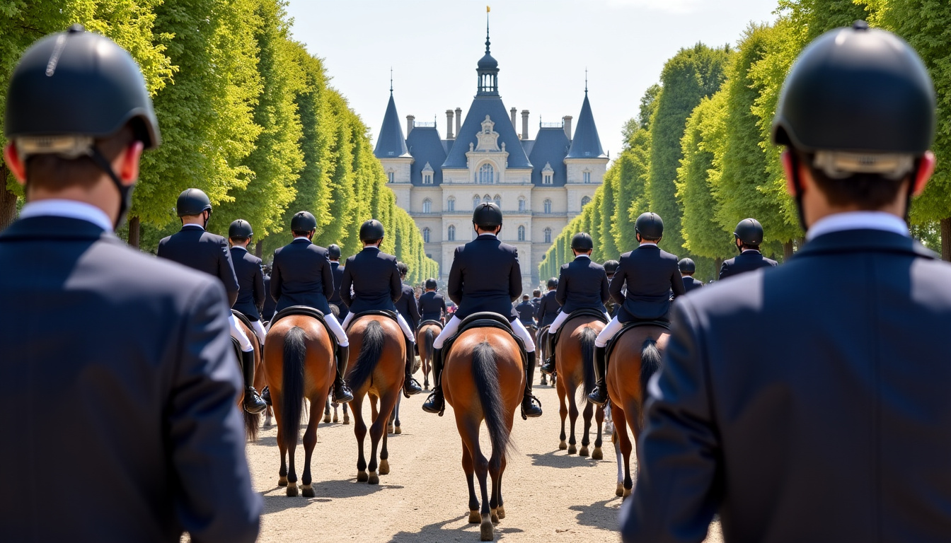 Rassemblement de motards devant le château de Fontainebleau en Île-de-France