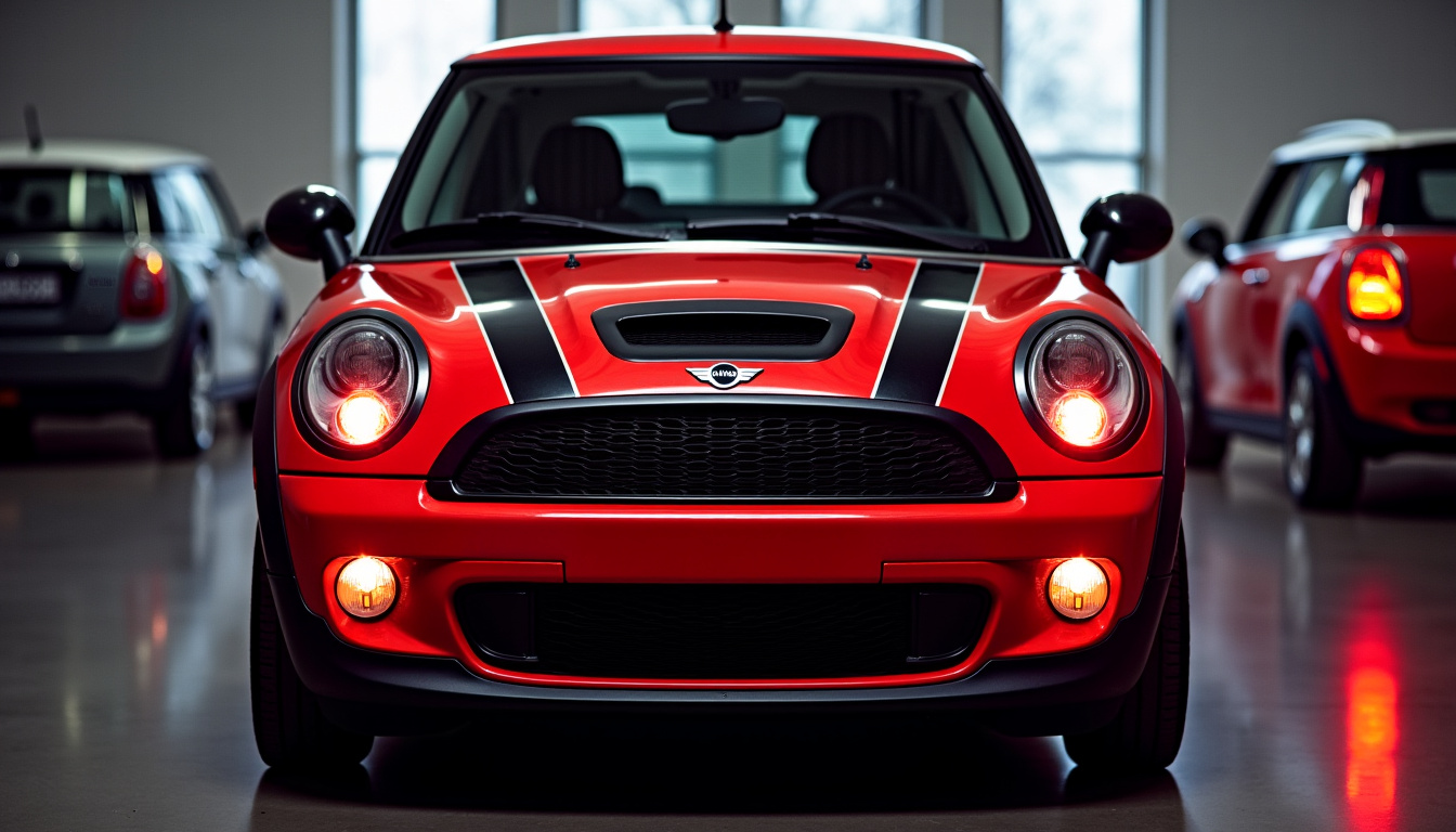 Tableau de bord de Mini Cooper R56 avec voyants rouges allumés: pression d