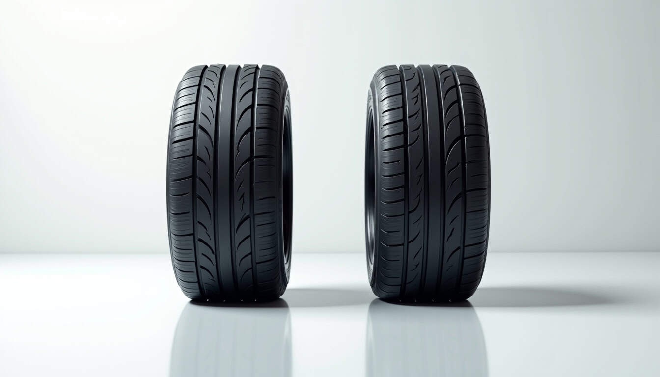 Comparaison visuelle d’un pneu surgonflé (plat) et d’un pneu correctement gonflé (forme ovale optimale)