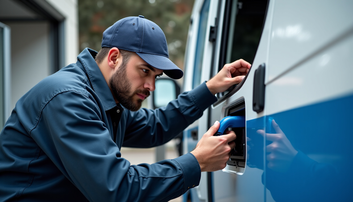 Un technicien en combinaison examine un système électrique de véhicule à l