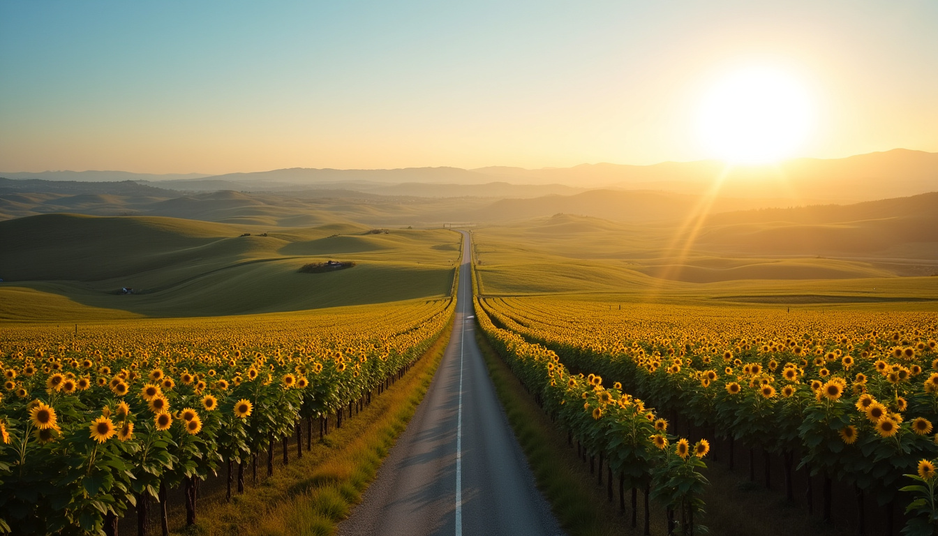Paysage de l'A75 traversant le Massif Central avec des montagnes en arrière-plan